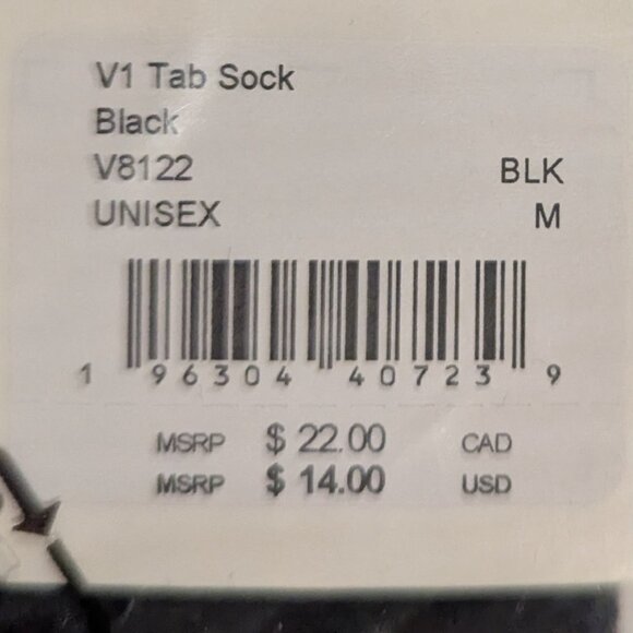 NWT Vuori V1 Tab Sock No Show Performance Sock (Black, Women's Medium) - Picture 8 of 8